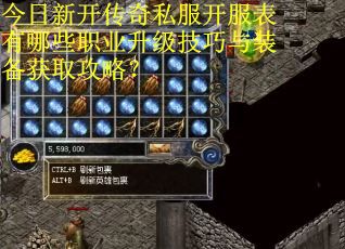 今日新开传奇私服开服表有哪些职业升级技巧与装备获取攻略?